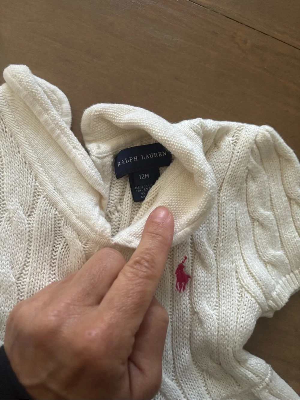 Ralph Lauren Cream Cable Knit Baby Girl Dress